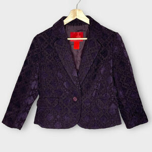 JOE FRESH Cropped 3/4 Sleeve Plum Blazer Woman's LARGE Gothic Elegance